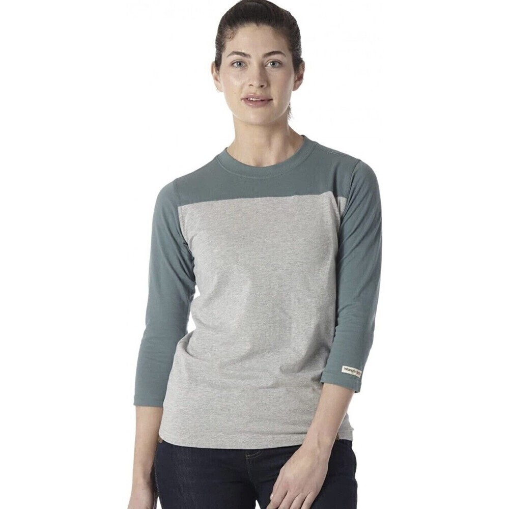 Wrangler Riggs Workwear Women's 3/4 Sleeve Color Blocked Performance T-Shirt XS